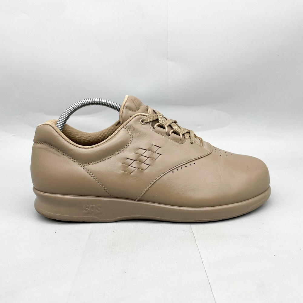 SAS Free Time Womens 9.5 WW Wide Beige Leather Walking Shoes Comfort Sneakers